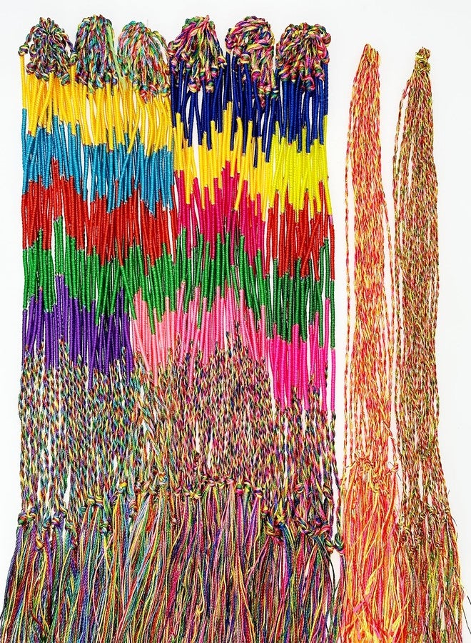 Allazone 160 PCS Handmade Braided Bracelets Thread Bracelets Assorted Colors String Thread Bracelets for Party Favors Supplies - Image 1